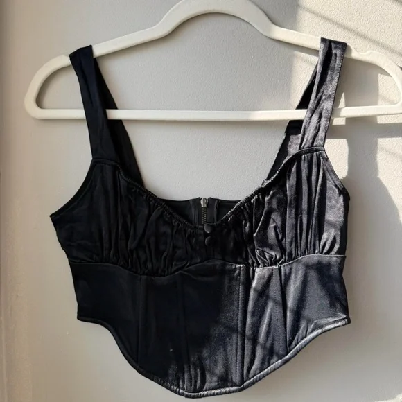 Zara Black Corset-Style Crop Top - Picture 3 of 4